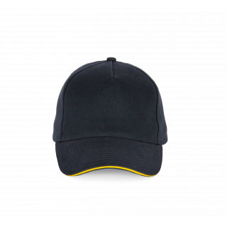 Casquette - 5 panneaux KP189 - Navy / Yellow personnalisable - Vue de face
