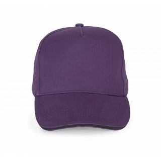 Casquette - 5 panneaux KP189 - Purple / Dark Grey personnalisable - Vue de face