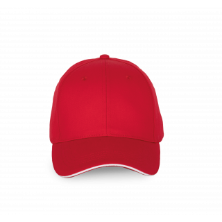 Casquette avec sandwich contrasté - 6 panneaux KP191 - Red / White personnalisable - Vue de face