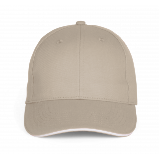 Casquette Baseball avec sandwich - 6 panneaux KP196 - Beige / White personnalisable - Vue de face