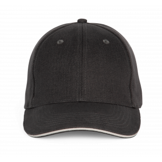 Casquette Baseball avec sandwich - 6 panneaux KP196 - Dark Grey / Light Grey personnalisable - Vue de face
