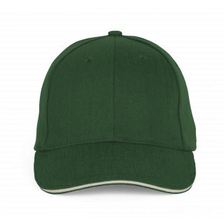 Casquette Baseball avec sandwich - 6 panneaux KP196 - Forest Green / Beige personnalisable - Vue de face