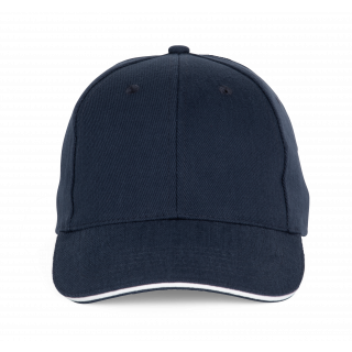 Casquette Baseball avec sandwich - 6 panneaux KP196 - Navy / White personnalisable - Vue de face