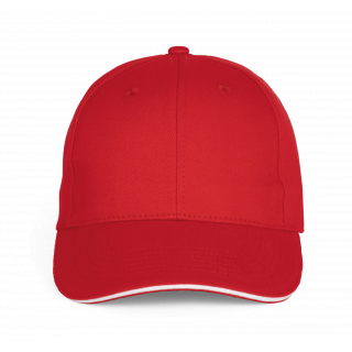 Casquette Baseball avec sandwich - 6 panneaux KP196 - Red / White personnalisable - Vue de face