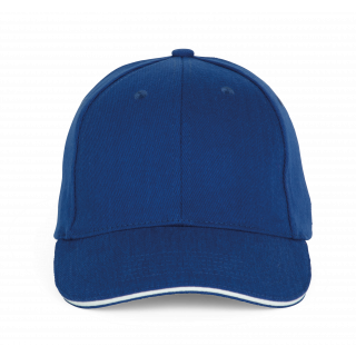 Casquette Baseball avec sandwich - 6 panneaux KP196 - Royal Blue / White personnalisable - Vue de face