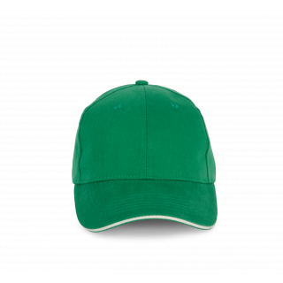 Casquette en coton biologique à sandwich contrasté - 6 panneaux KP198 - Green Field / Ivory personnalisable - Vue de fac