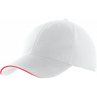 Casquette sport KP207 - White / Red personnalisable - Vue de face