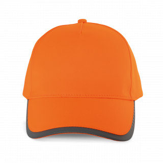 Casquette 5 panneaux en polyester KP215 - Fluorescent Orange personnalisable - Vue de face