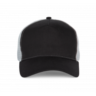 Casquette trucker - 5 panneaux KP225 - Black / Light Grey personnalisable - Vue de face