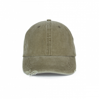 Casquette vintage effet déchiré - 6 panneaux KP235 - Washed Ivy Green personnalisable - Vue de face