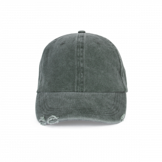 Casquette vintage effet déchiré - 6 panneaux KP235 - Washed Storm Grey personnalisable - Vue de face