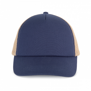 Casquette trucker 5 panneaux en coton canvas - K-up Gold Label KP240 - Mood Indigo / Beige Sand personnalisable - Vue de