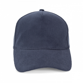 Casquette 5 panneaux en velours KP250 - Minorca Navy personnalisable - Vue de face