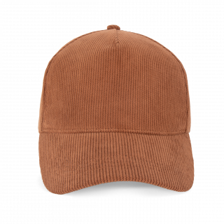 Casquette 5 panneaux en velours KP250 - Moka personnalisable - Vue de face