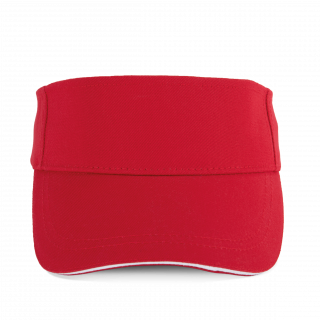 Visière sport en coton KP254 - Classic Red / White personnalisable - Vue de face