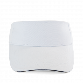 Visière sport en coton KP254 - White / Navy personnalisable - Vue de face
