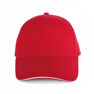 Casquette 5 panneaux avec sandwich - K-up Gold Label KP353 - Classic Red / White personnalisable - Vue de face