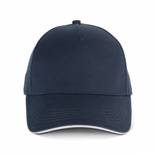Casquette 5 panneaux avec sandwich - K-up Gold Label KP353 - Navy / White personnalisable - Vue de face
