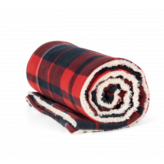 Plaid sherpa KP431 - Red / Navy checked personnalisable - Vue de face