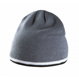 Bonnet bande bicolore contrastée KP515 - Grey / White / Black personnalisable - Vue de face