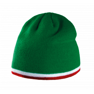 Bonnet bande bicolore contrastée KP515 - Kelly Green / White / Red personnalisable - Vue de face