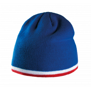 Bonnet bande bicolore contrastée KP515 - Royal Blue / White / Red personnalisable - Vue de face