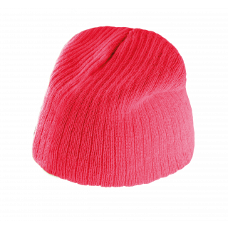 Bonnet tricot côtelé KP517 - Strawberry Pink personnalisable - Vue de face