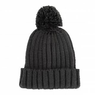 Bonnet à pompon KP563 - Black personnalisable - Vue de face