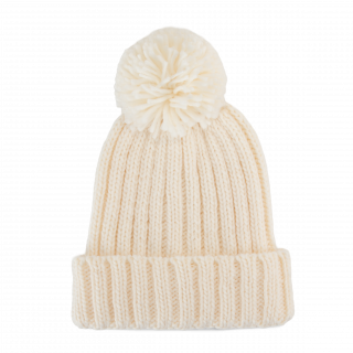 Bonnet à pompon KP563 - Ecru personnalisable - Vue de face