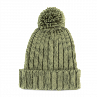 Bonnet à pompon KP563 - Warm Olive personnalisable - Vue de face
