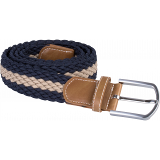 Ceinture tressée élastiquée KP805 - Navy / Beige personnalisable - Vue de face