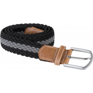 Ceinture tressée élastiquée KP805 - Black / Mid Grey personnalisable - Vue de face