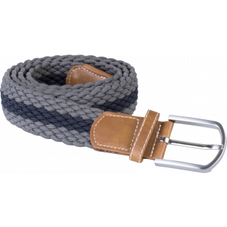 Ceinture tressée élastiquée KP805 - Mid Grey / Navy personnalisable - Vue de face