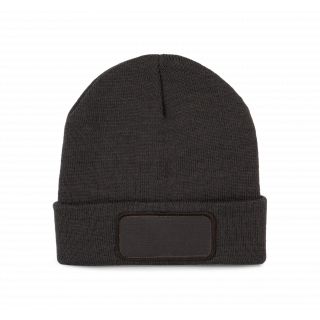 Bonnet recyclé avec patch et doublure Thinsulate™ KP891 - Dark Grey personnalisable - Vue de face