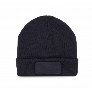 Bonnet recyclé avec patch et doublure Thinsulate™ KP891 - Navy personnalisable - Vue de face