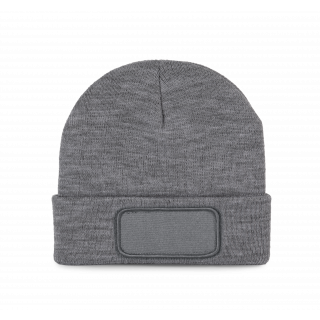 Bonnet recyclé avec patch et doublure Thinsulate™ KP891 - Oxford grey personnalisable - Vue de face