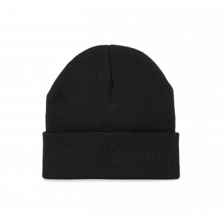 Bonnet recyclé avec revers tricoté KP892 - Black personnalisable - Vue de face
