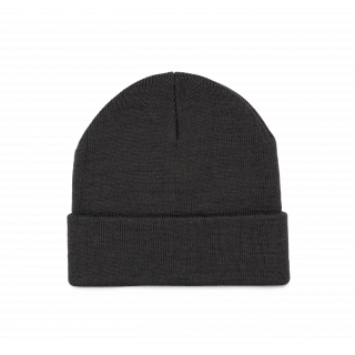 Bonnet recyclé avec revers tricoté KP892 - Dark Grey personnalisable - Vue de face