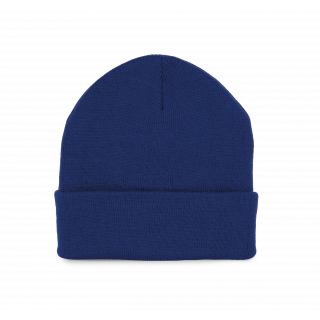 Bonnet recyclé avec revers tricoté KP892 - Royal Blue personnalisable - Vue de face