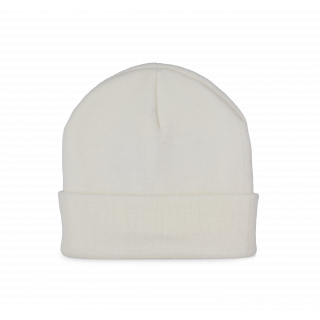Bonnet recyclé avec revers tricoté KP892 - White personnalisable - Vue de face