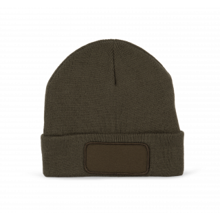 Bonnet avec patch et doublure Thinsulate™ KP894 - Dark Khaki personnalisable - Vue de face