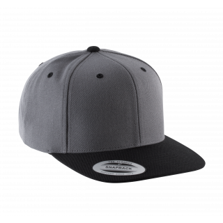 Casquette visière plate - 6 panneaux KP910 - Dark Grey / Black personnalisable - Vue de face