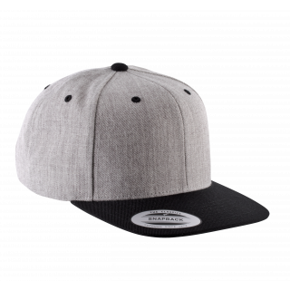 Casquette visière plate - 6 panneaux KP910 - Heather Grey / Black personnalisable - Vue de face