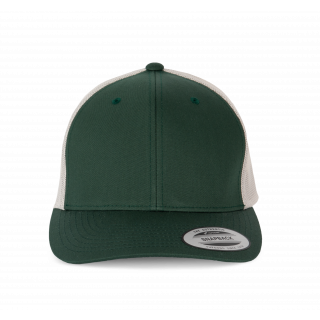 Casquette Trucker modèle rétro - 6 panneaux KP912 - Forest Green / Light Grey personnalisable - Vue de face