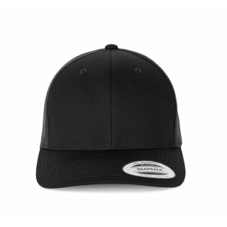 Casquette Trucker modèle rétro - 6 panneaux KP912 - Black personnalisable - Vue de face
