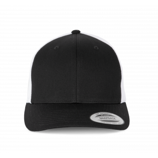 Casquette Trucker modèle rétro - 6 panneaux KP912 - Black / White personnalisable - Vue de face