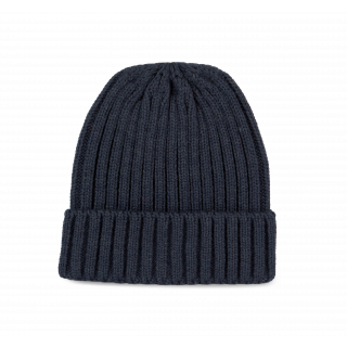 Bonnet à double côte et revers KP953 - Navy personnalisable - Vue de face