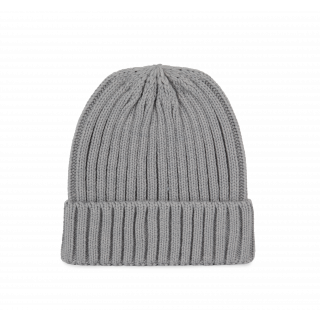 Bonnet à double côte et revers KP953 - Granite Grey personnalisable - Vue de face