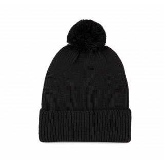 Bonnet avec pompon KP959 - Black personnalisable - Vue de face