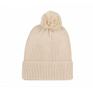 Bonnet avec pompon KP959 - Light Sand personnalisable - Vue de face